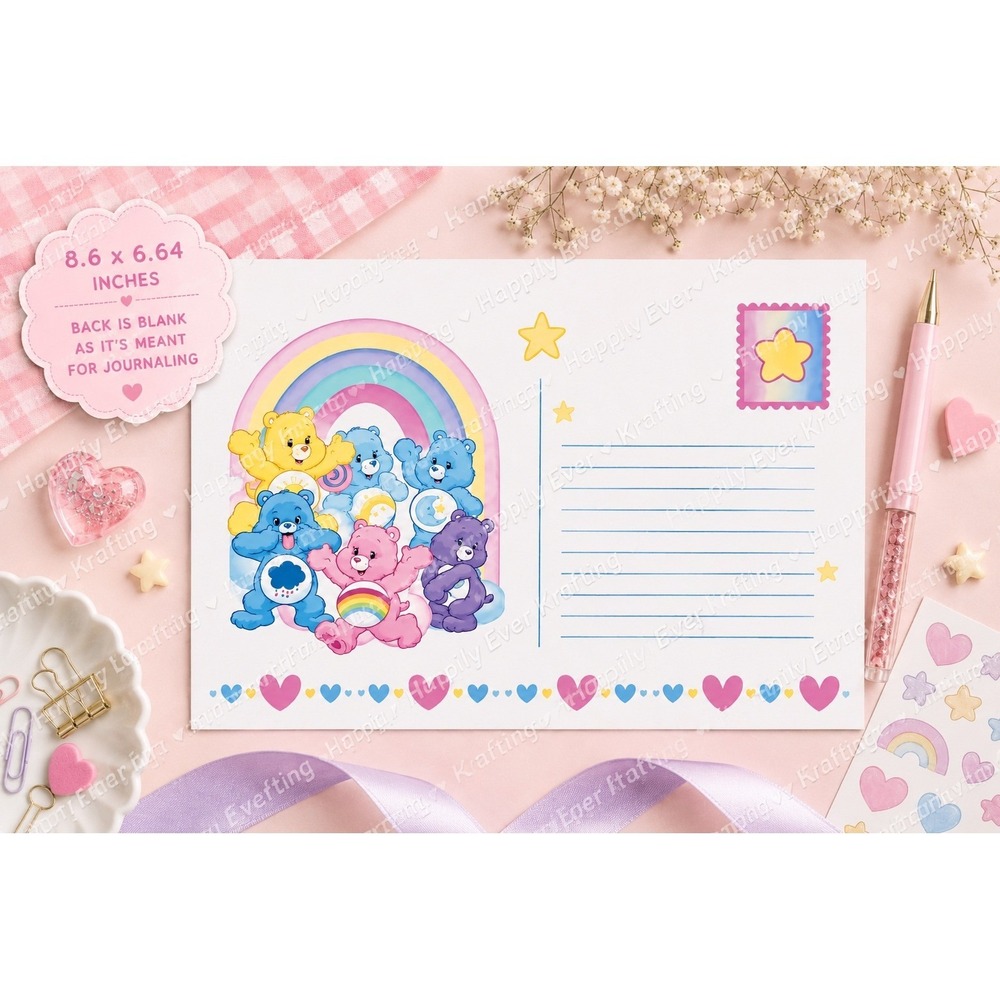 Cute Pastel Rainbow Journaling Postcard Kawaii Junk Journal Scrapbook Card